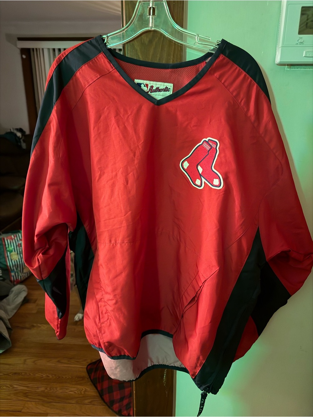 Red and black Majestic Athletic Boston Red Sox windbreaker